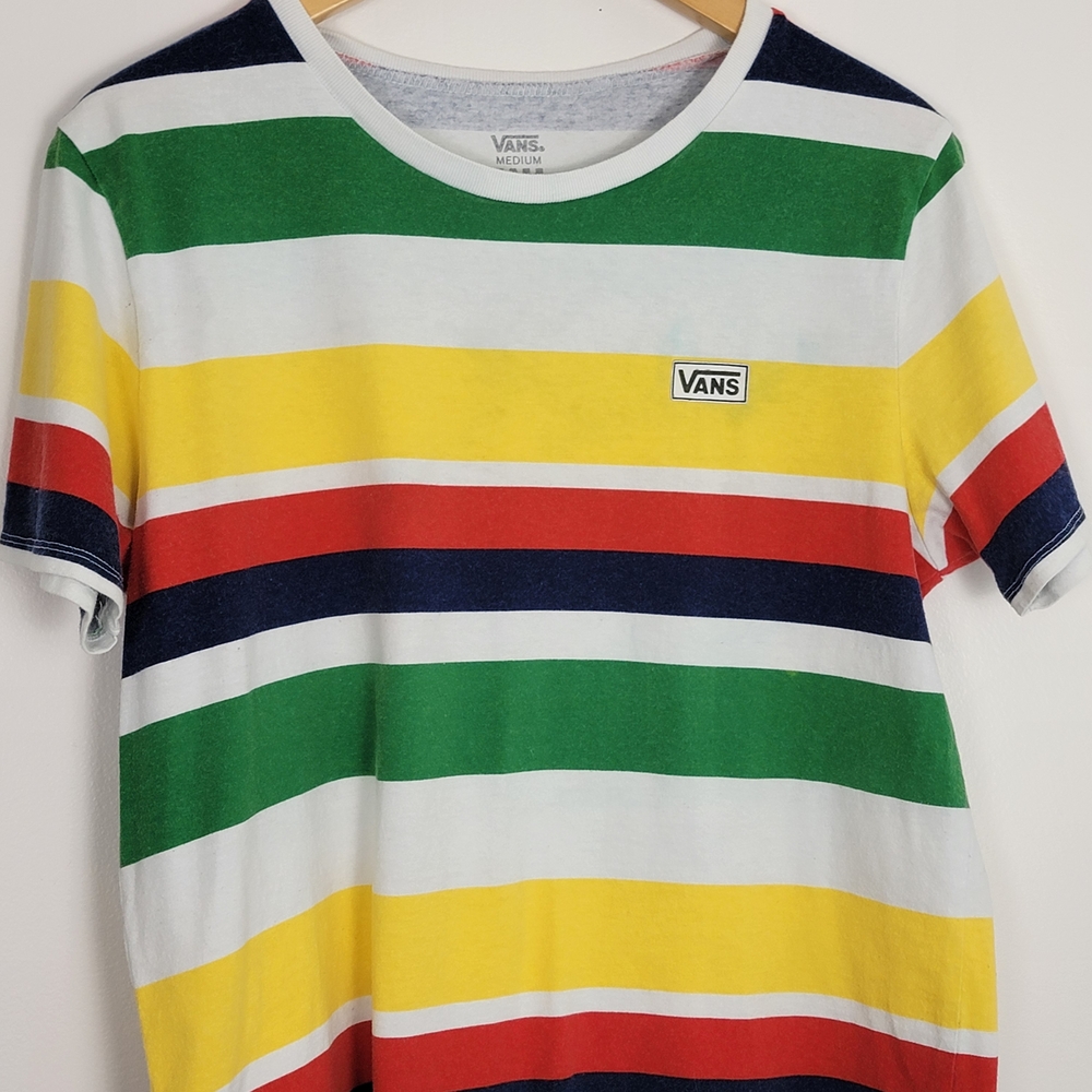 Vans Streetwear Colorful Striped Tee Shirt Unisex Skateboard Medium